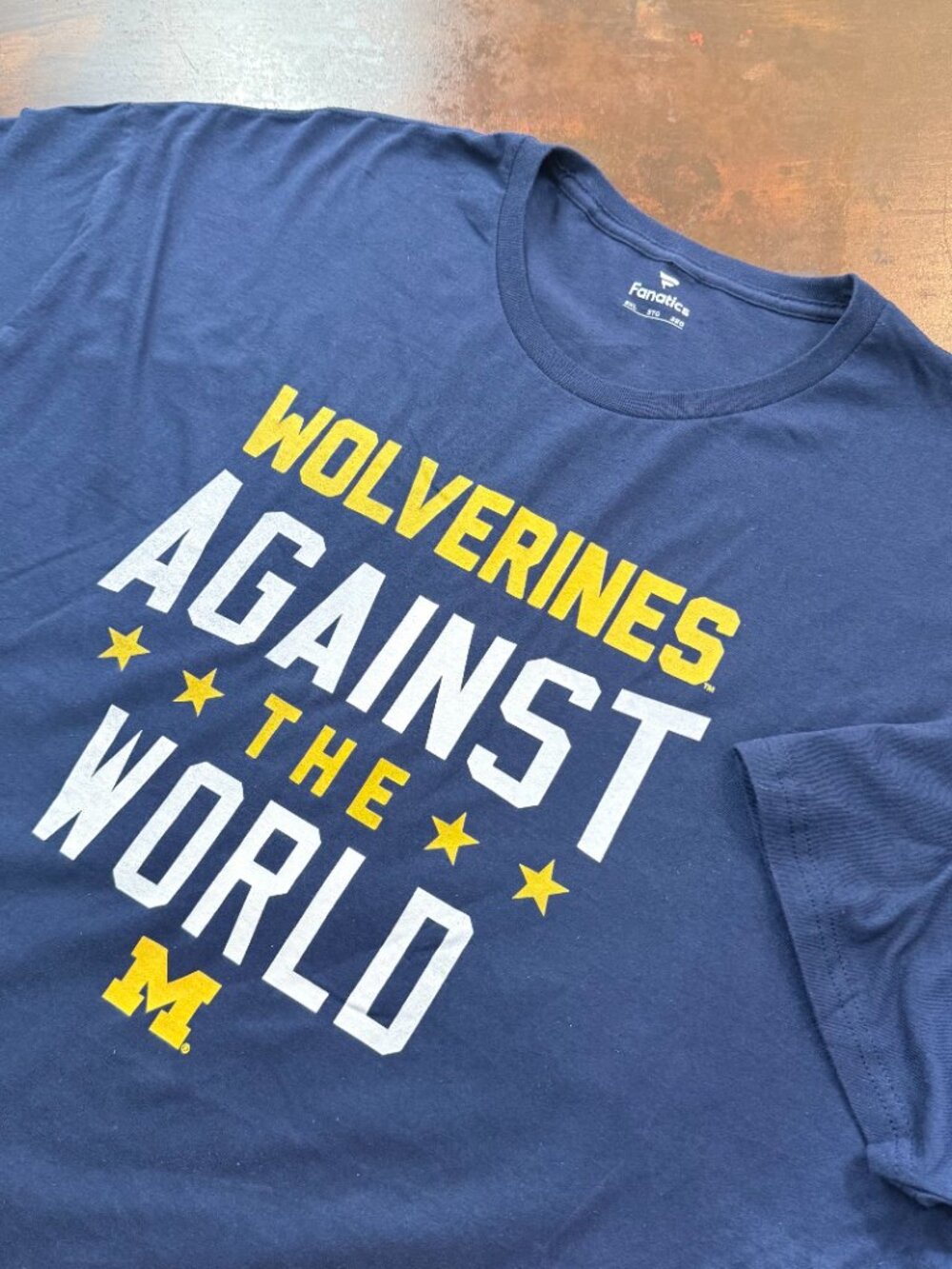Michigan Wolverines Against The World Tshirt Men's Navy Blue college Sportswear
